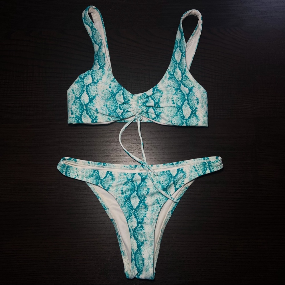 Forever 21 Scoop Snakeskin Bikini set
